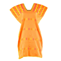 Huipil Naranja suave/melocotón con zigzag rosa en el hombro Corte Medio