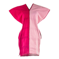 Huipil Mitad rosa fucsia y mitad rosa palo con bordado tonal Corte Corto