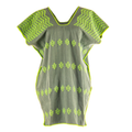 Huipil Gris oliva con motivos verde neón Corto